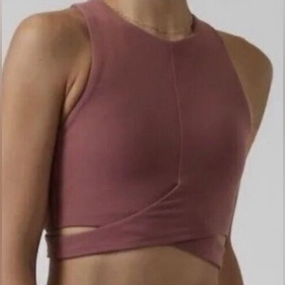 Athleta Conscious Cut Out Crop Rose Yoga Athleisure Size Small - Picture 1 of 11